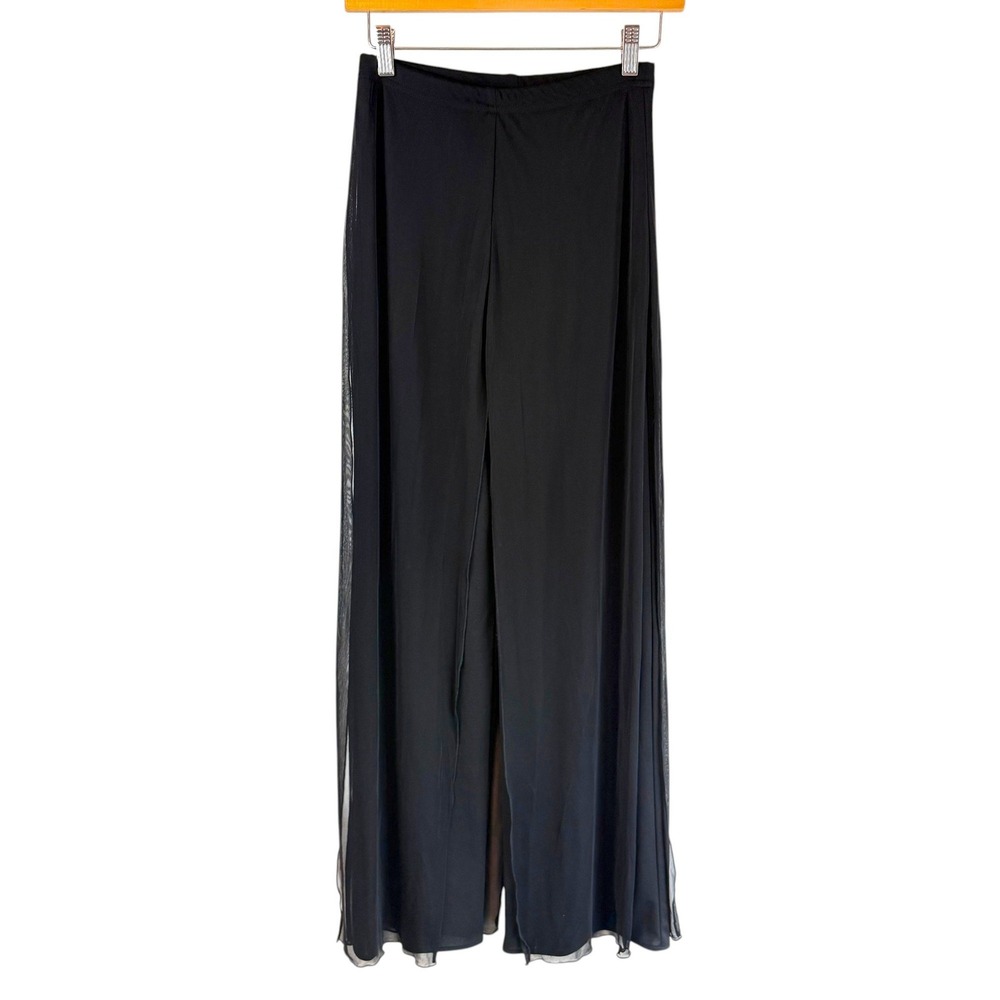 VTG Y2K Next Up Sheer Mesh Overlay Wide Leg Pants Black Whimsigoth Dark Femme‎ S